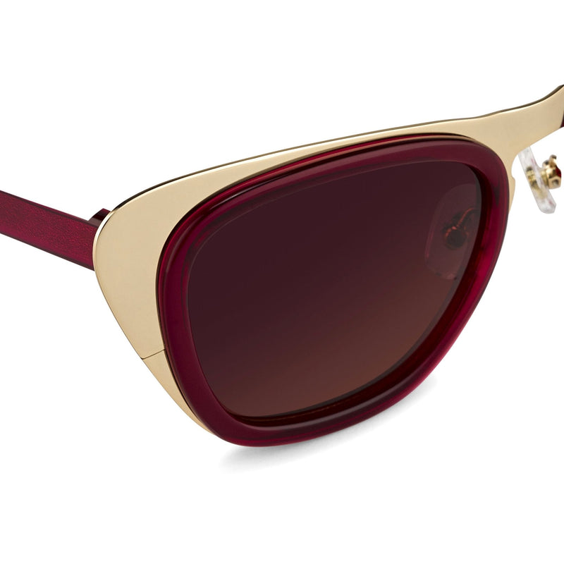 Erdem Women Sunglasses Cat Eye Transparent Burgundy Gold with Maroon Lenses Category 3 EDM17C4SUN - WatchPilot