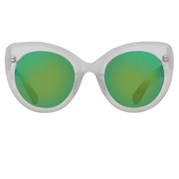 Erdem Women Sunglasses Cat Eye Transparent Ivory with Green/Blue Mirror Lenses Category 3 EDM14C3SUN - WatchPilot