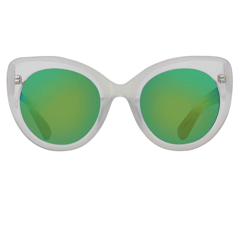 Erdem Women Sunglasses Cat Eye Transparent Ivory with Green/Blue Mirror Lenses Category 3 EDM14C3SUN - WatchPilot