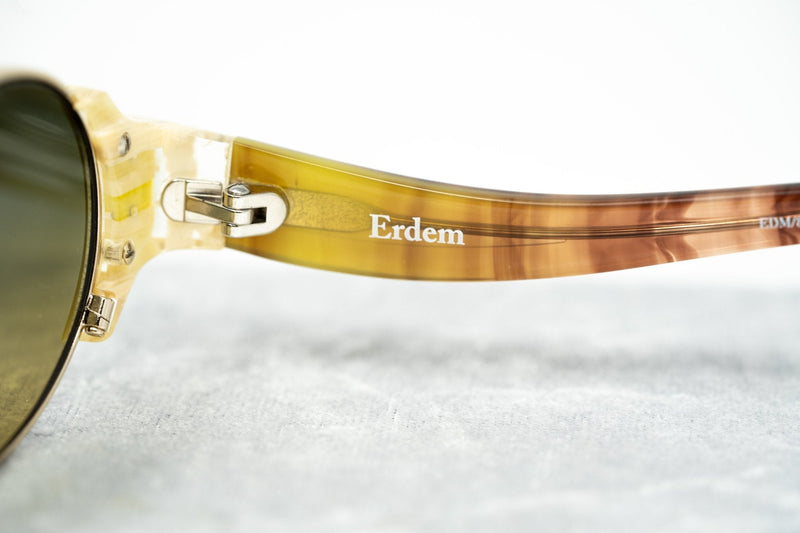 Erdem Women Sunglasses Mustard Horn Light Gold with Green Graduated Lenses EDM8C5SUN - WatchPilot