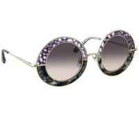 Erdem Women Sunglasses Oval Grey Pearl Purple Gold with Maroon Graduated Lenses EDM27C2SUN - WatchPilot