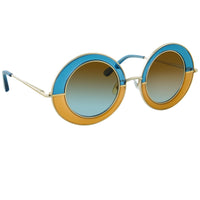 Erdem Women Sunglasses Oval Transparent Blue Amber Gold with Brown Blue Graduated Lenses EDM27C1SUN - WatchPilot