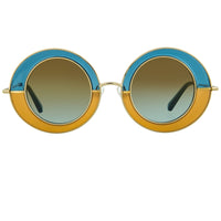 Erdem Women Sunglasses Oval Transparent Blue Amber Gold with Brown Blue Graduated Lenses EDM27C1SUN - WatchPilot