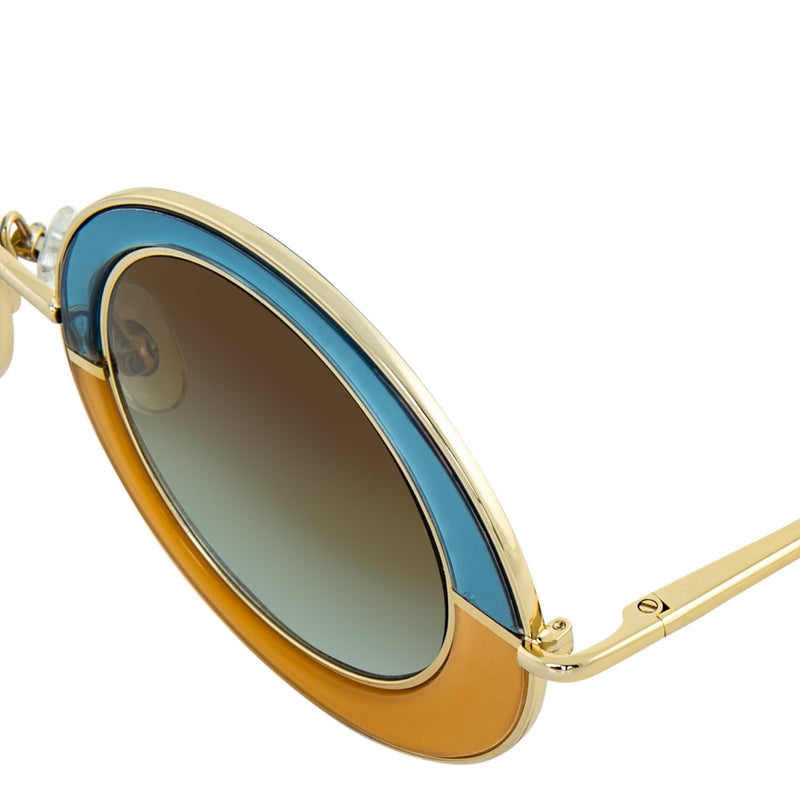 Erdem Women Sunglasses Oval Transparent Blue Amber Gold with Brown Blue Graduated Lenses EDM27C1SUN - WatchPilot