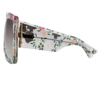 Erdem Women Sunglasses Oversized Floral Blue Rose Gold with Grey Graduated Lenses Category 3 EDM34C5SUN - WatchPilot