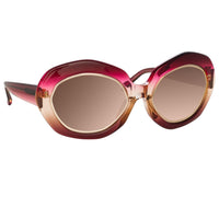 Erdem Women Sunglasses Oversized Pink Gold with Brown Graduated Lenses EDM33C1SUN - WatchPilot