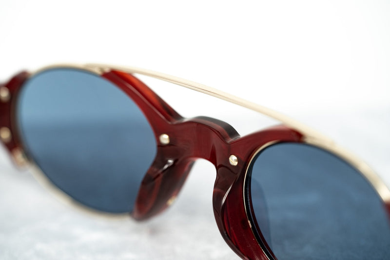 Erdem Women Sunglasses Red Marble Light Gold with Blue Lenses Category 3 EDM8C4SUN - WatchPilot