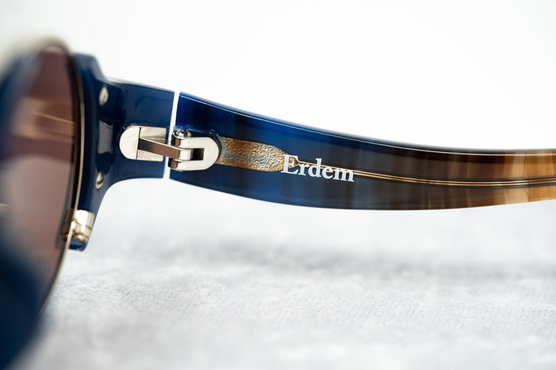 Erdem Women Sunglasses Royal Blue Light Gold with Brown Lenses EDM8C3SUN - WatchPilot