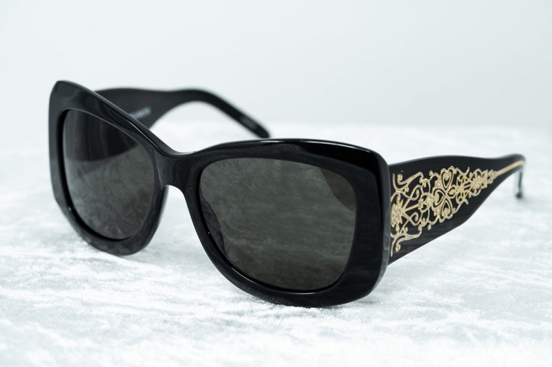 Erickson Beamon Sunglasses Oversized Black Gold With Dark Grey Lenses 8EB2C1BLACK - WatchPilot