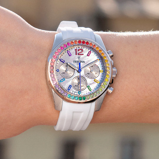 Festina Chrono Rainbow Ladies White Watch F20610/2