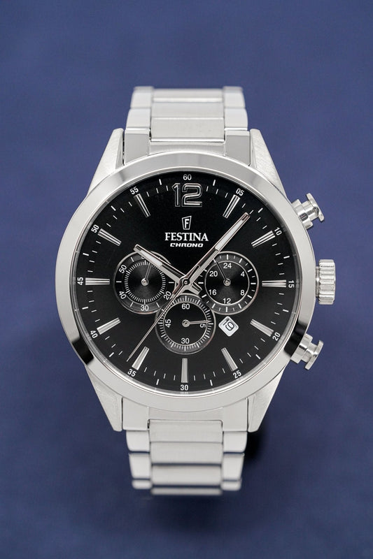 Festina Watch Black Timeless Chrono Stainless Steel F20343-8 - Watches & Crystals