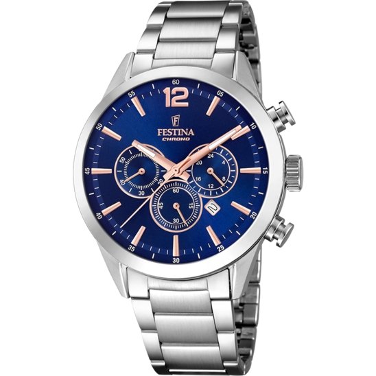 Festina Watch Blue Rose Timeless Chrono Stainless Steel F20343-9 - Watches & Crystals