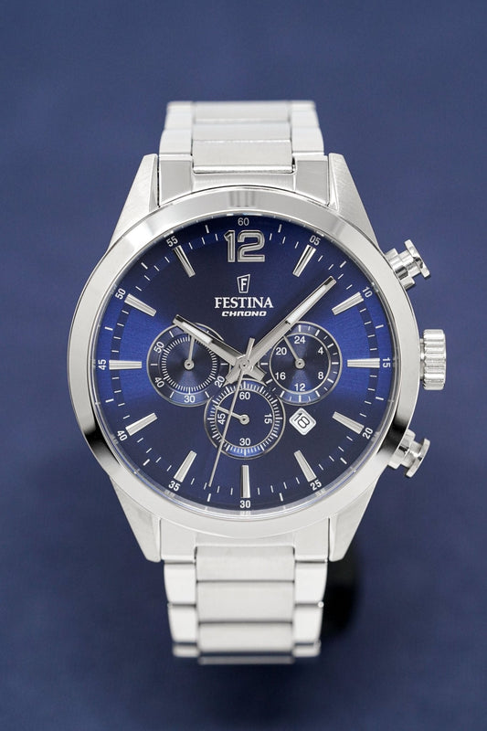 Festina Watch Blue Timeless Chrono Stainless Steel F20343-7 - Watches & Crystals