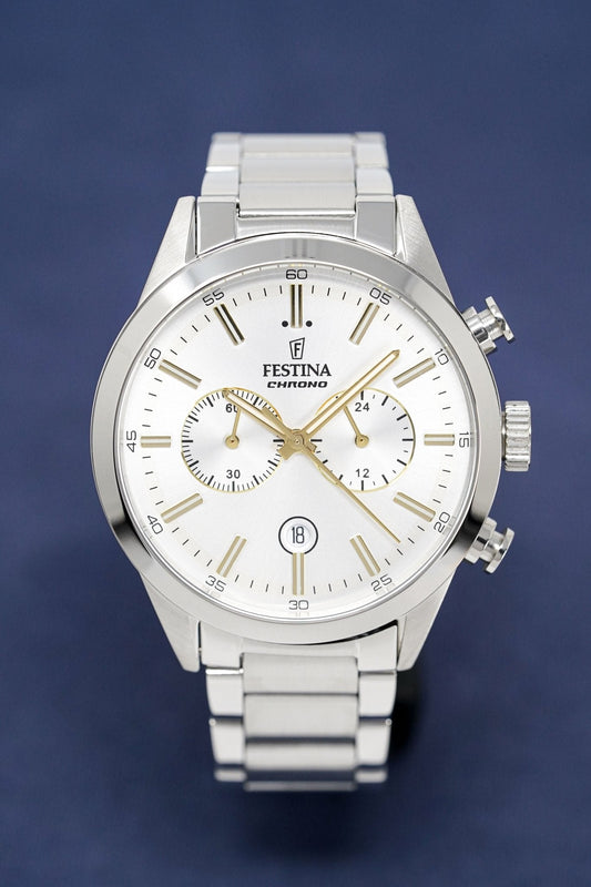 Festina Watch Silver Gold Chrono Stainless Steel F16826-D - Watches & Crystals