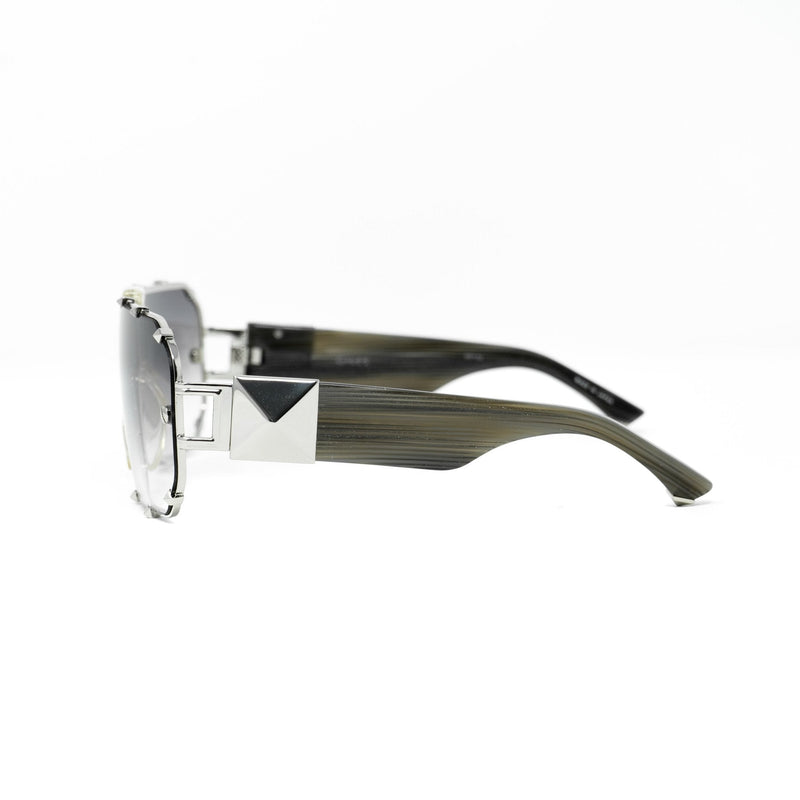 Giles Deacon Sunglasses Shield Black Horn Silver With Category 3 Grey Graduated Lenses 9GILES1C2BLACK -WatchPilot