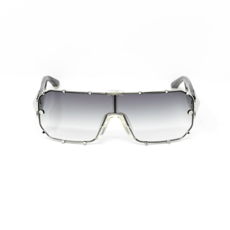 Giles Deacon Sunglasses Shield Black Horn Silver With Category 3 Grey Graduated Lenses 9GILES1C2BLACK -WatchPilot