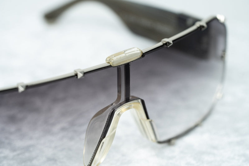 Giles Deacon Sunglasses Shield Black Horn Silver With Category 3 Grey Graduated Lenses 9GILES1C2BLACK -WatchPilot