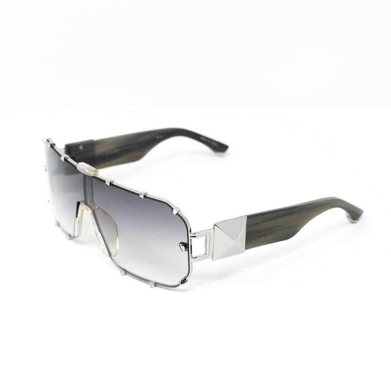 Giles Deacon Sunglasses Shield Black Horn Silver With Category 3 Grey Graduated Lenses 9GILES1C2BLACK -WatchPilot