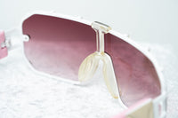 Giles Deacon Sunglasses Shield Pink/White Gold With Category 3 Gold Mirror Graduated Lenses 9GILES1C5PINK -WatchPilot