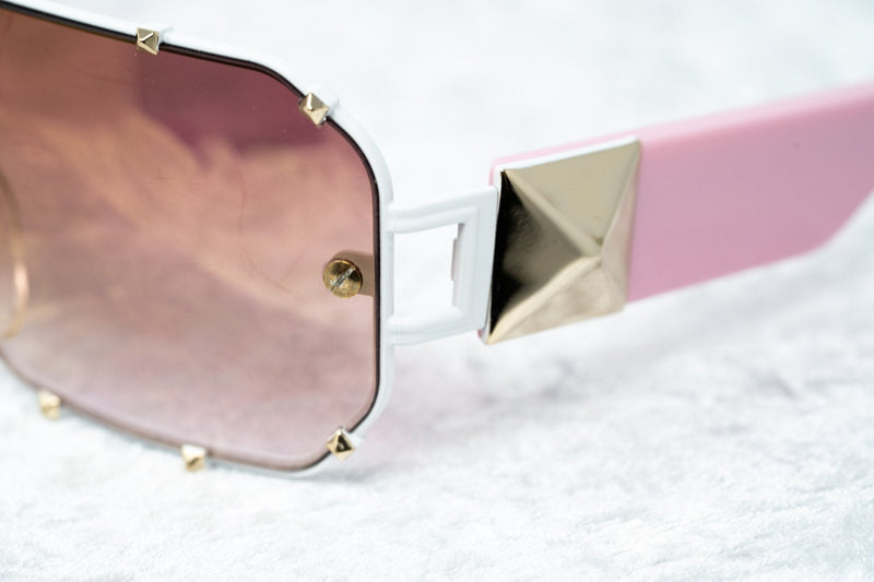 Giles Deacon Sunglasses Shield Pink/White Gold With Category 3 Gold Mirror Graduated Lenses 9GILES1C5PINK -WatchPilot