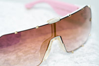 Giles Deacon Sunglasses Shield Pink/White Gold With Category 3 Gold Mirror Graduated Lenses 9GILES1C5PINK -WatchPilot