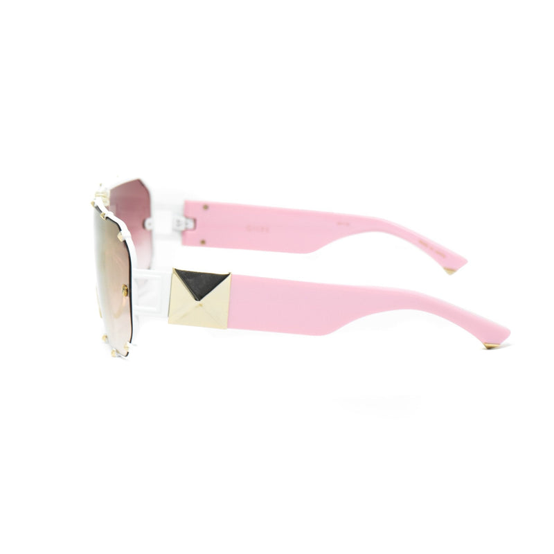 Giles Deacon Sunglasses Shield Pink/White Gold With Category 3 Gold Mirror Graduated Lenses 9GILES1C5PINK -WatchPilot