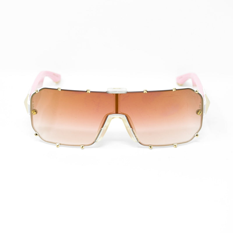 Giles Deacon Sunglasses Shield Pink/White Gold With Category 3 Gold Mirror Graduated Lenses 9GILES1C5PINK -WatchPilot