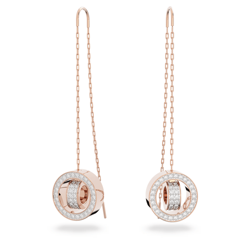 Swarovski Hollow Drop Long Earrings White Rose Gold-Tone Plated 5636504