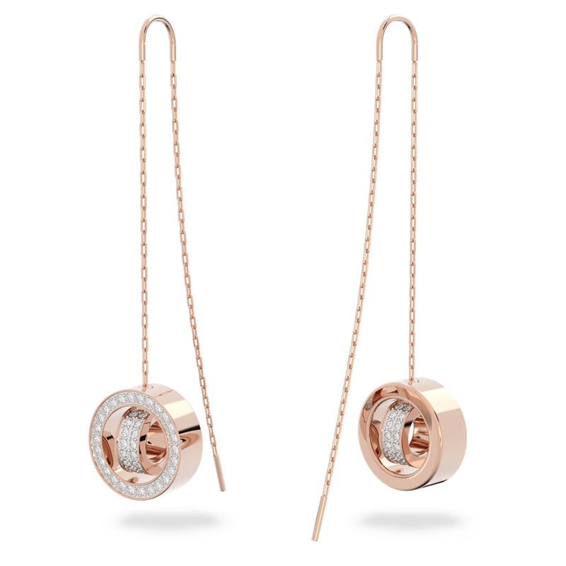 Swarovski Hollow Drop Long Earrings White Rose Gold-Tone Plated 5636504