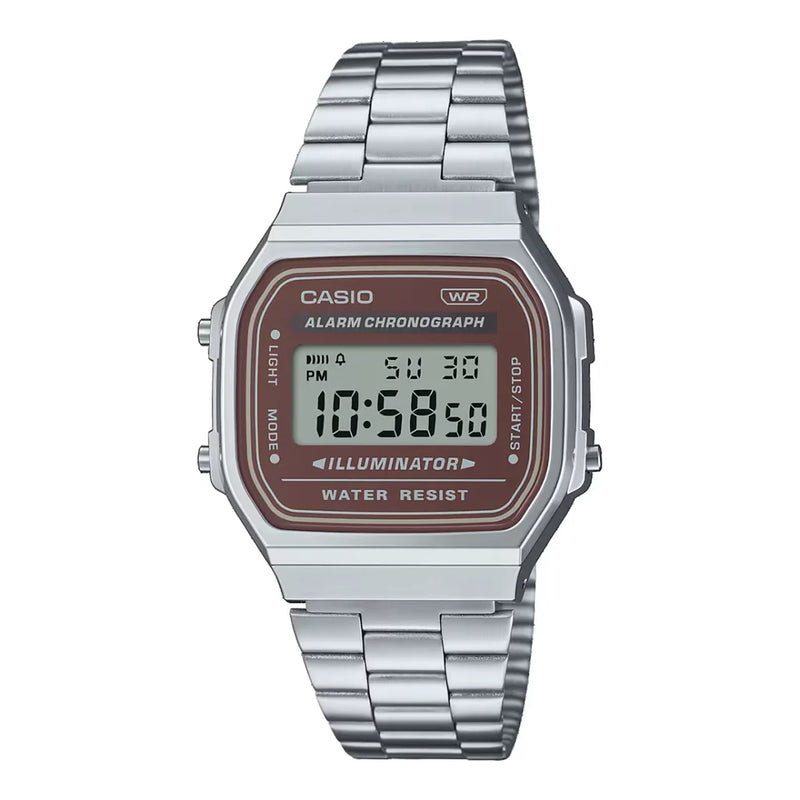 Casio A168WA-5AYDF Unisex Brown Silver Digital Watch