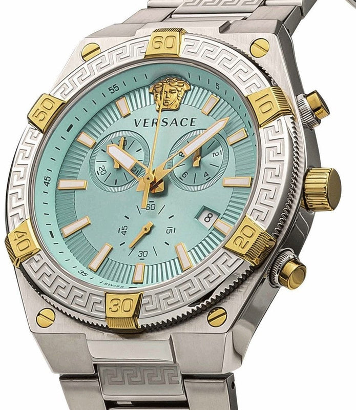 Versace Men's Watch Greca Sporty Chronograph 46mm Blue Turquoise VESO01223