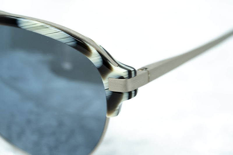 Kris Van Assche Sunglasses Brown Horn Brushed Silver and Blue Mirror Lenses Category 3 - KVA74C4SUN - WatchPilot