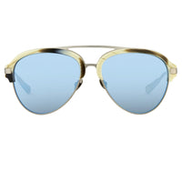 Kris Van Assche Sunglasses Brown Horn Brushed Silver and Blue Mirror Lenses Category 3 - KVA74C4SUN - WatchPilot