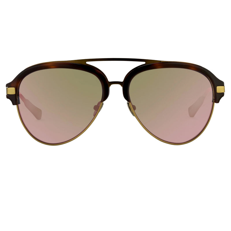 Kris Van Assche Sunglasses Classic Tortoiseshell Matte Bronze and Red Revo Lenses Category 3 - KVA74C5SUN - WatchPilot