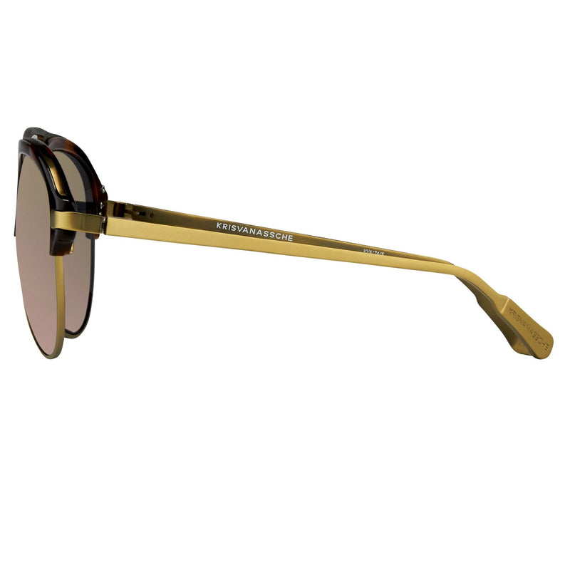 Kris Van Assche Sunglasses Classic Tortoiseshell Matte Bronze and Red Revo Lenses Category 3 - KVA74C5SUN - WatchPilot