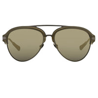 Kris Van Assche Sunglasses Khaki Matte Grey and Gold Mirror Lenses Category 3 - KVA74C6SUN - WatchPilot