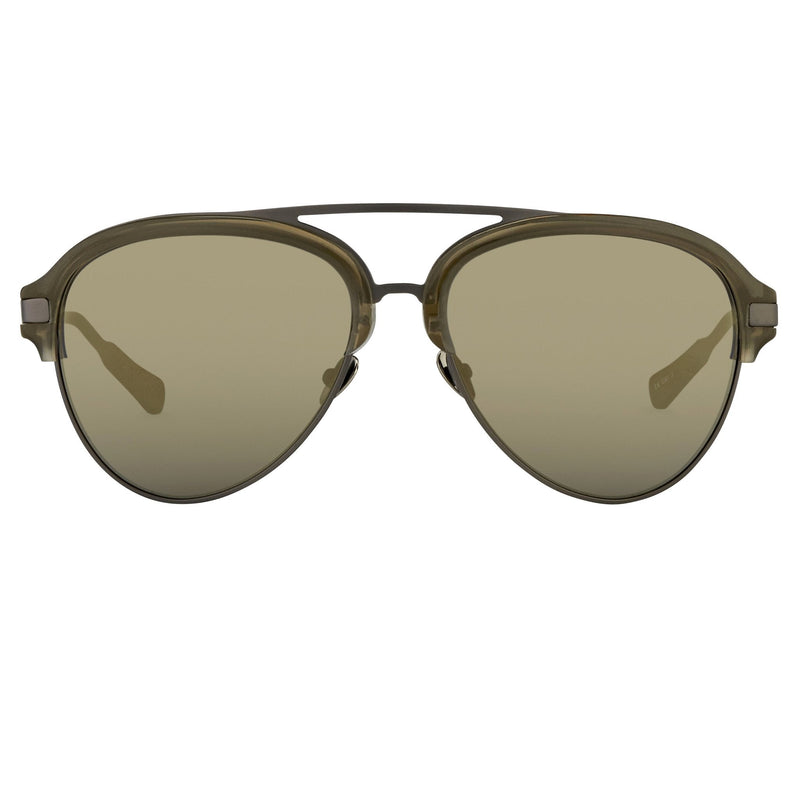 Kris Van Assche Sunglasses Khaki Matte Grey and Gold Mirror Lenses Category 3 - KVA74C6SUN - WatchPilot