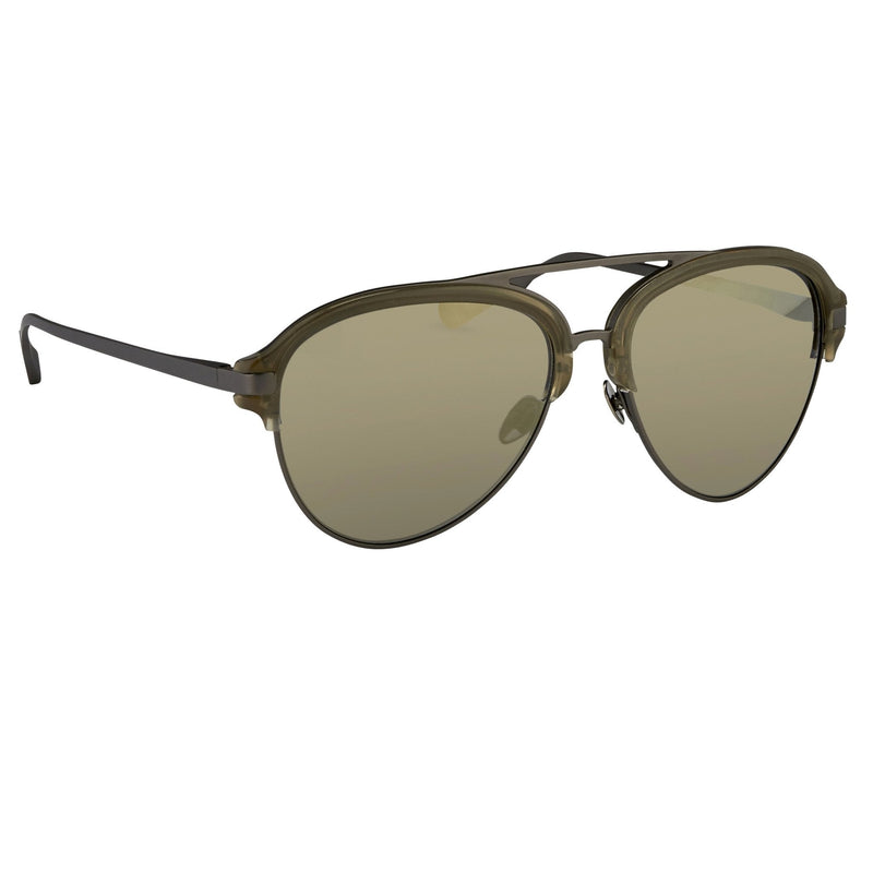 Kris Van Assche Sunglasses Khaki Matte Grey and Gold Mirror Lenses Category 3 - KVA74C6SUN - WatchPilot