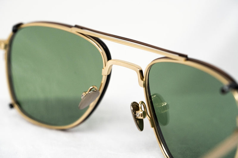 Kris Van Assche Sunglasses Rectangular Titanium Unixes Light Gold Bronze Clip-On with Green Lenses - KVA92C3SUN - WatchPilot