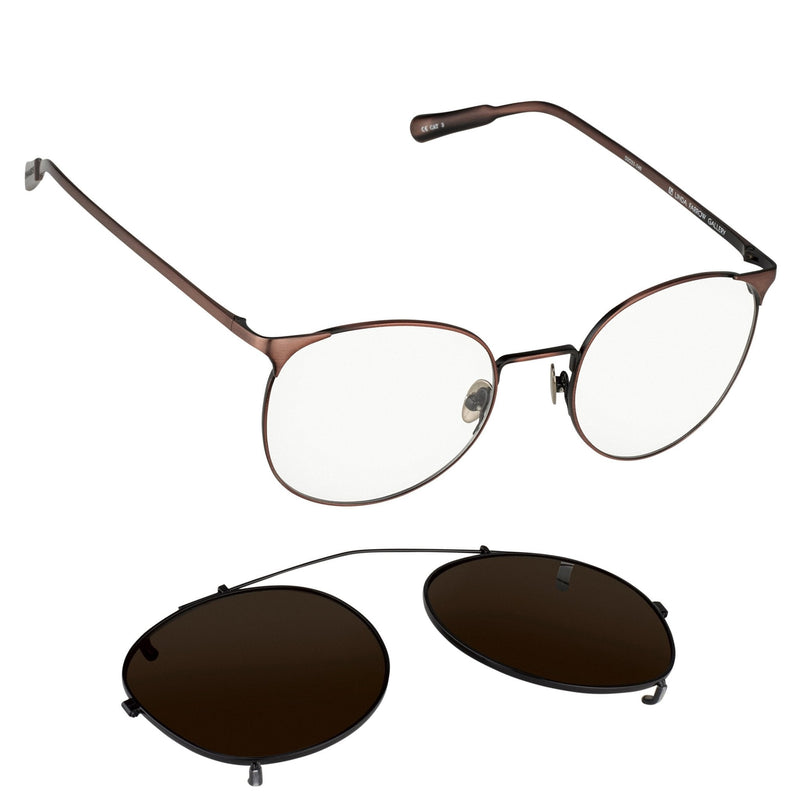 Kris Van Assche Sunglasses Unisex Oval Brushed Bronze Black Clip-On and Grey Lenses Category 3 - KVA69C1SUN - WatchPilot