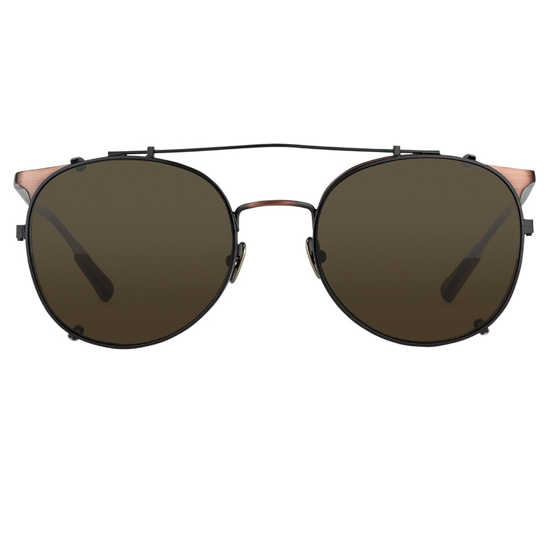 Kris Van Assche Sunglasses Unisex Oval Brushed Bronze Black Clip-On and Grey Lenses Category 3 - KVA69C1SUN - WatchPilot