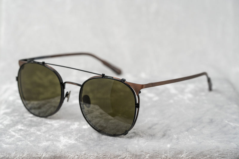 Kris Van Assche Sunglasses Unisex Oval Brushed Bronze Black Clip-On and Grey Lenses Category 3 - KVA69C1SUN - WatchPilot