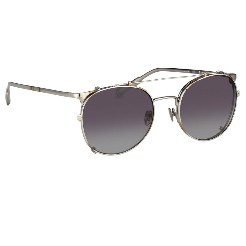 Kris Van Assche Sunglasses Unisex Oval Burnt Silver and Clip-on Grey Graduated Lenses Category 2 - KVA69C2SUN - WatchPilot