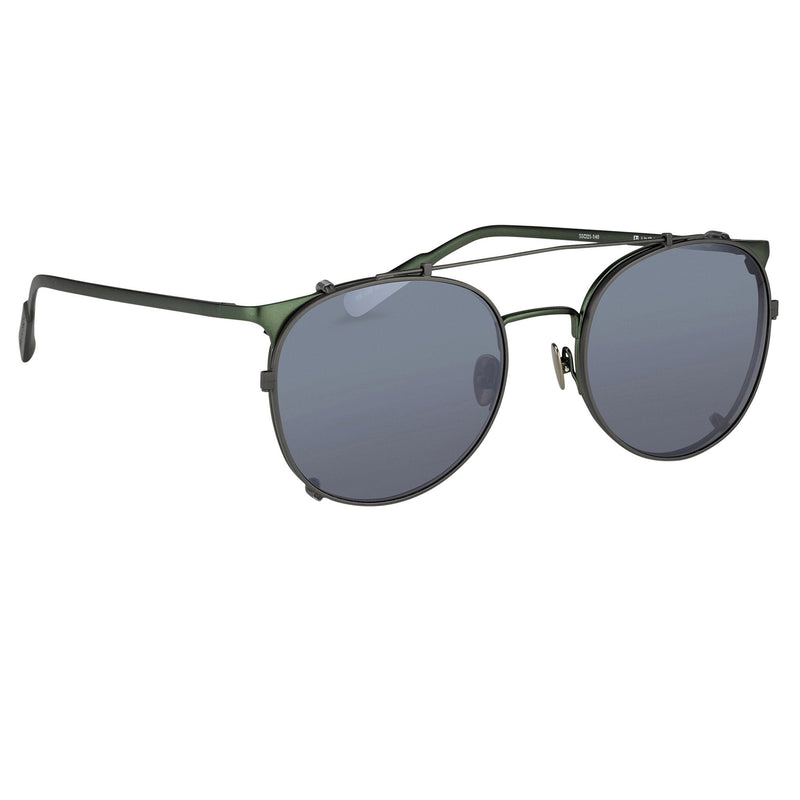 Kris Van Assche Sunglasses Unisex Oval Green and Flash Mirror Clip-On Lenses Category 3 - KVA69C6SUN - WatchPilot