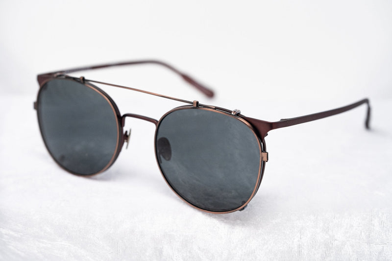 Kris Van Assche Sunglasses Unisex Oval Matte Burgundy Bronze Clip-On and Grey Lenses Category 3 - KVA69C5SUN - WatchPilot