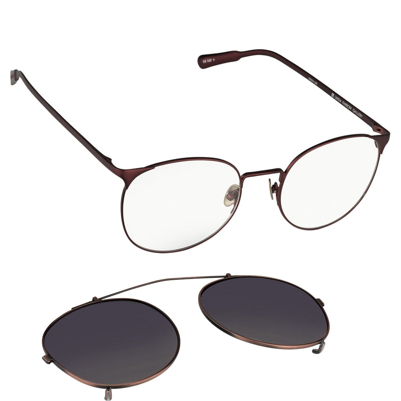 Kris Van Assche Sunglasses Unisex Oval Matte Burgundy Bronze Clip-On and Grey Lenses Category 3 - KVA69C5SUN - WatchPilot