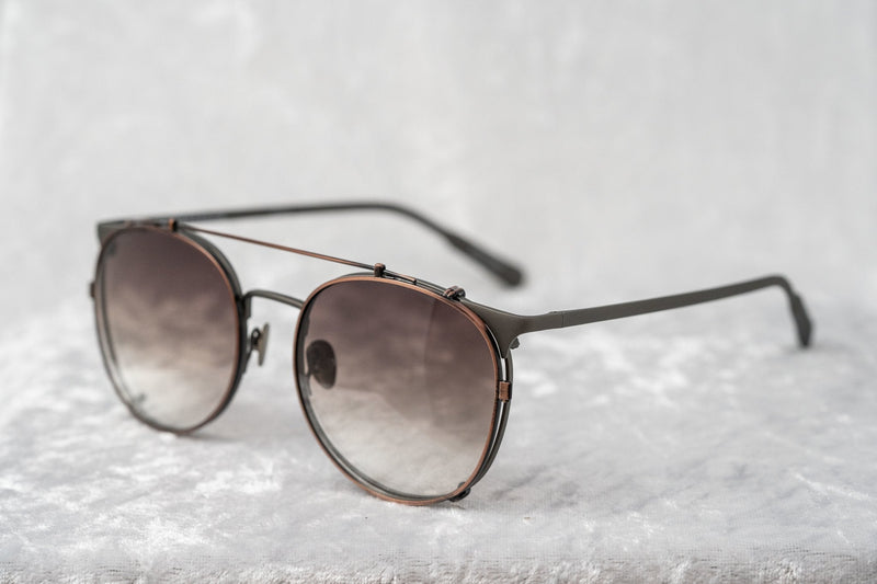 Kris Van Assche Sunglasses Unisex Oval Matte Grey Bronze Clip-On with Grey Graduated Lenses Category 2 - KVA69C3SUN - WatchPilot