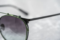 Kris Van Assche Sunglasses Unisex Oval Shiny Black Brushed Green Clip-On and Green Graduated Lenses - KVA69C4SUN - WatchPilot