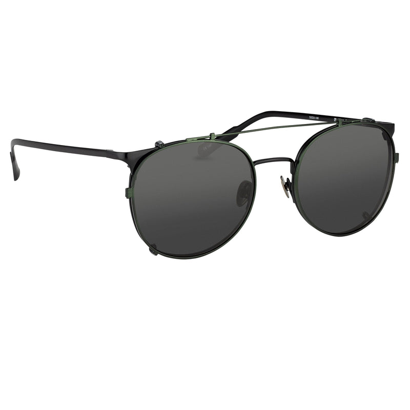 Kris Van Assche Sunglasses Unisex Oval Shiny Black Brushed Green Clip-On and Green Graduated Lenses - KVA69C4SUN - WatchPilot