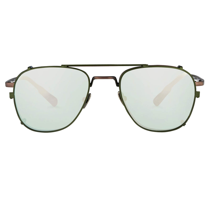 Kris Van Assche Sunglasses Unisex Rectangular Matte Bronze and Green Mirror Clip-On Lenses Category 3 - KVA92C6SUN - WatchPilot